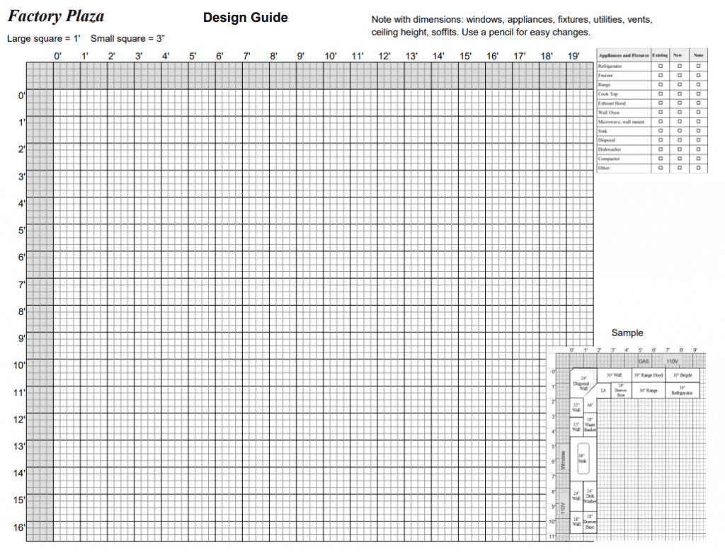 Cabinets Free Estimate 1 Factory Plaza design grid plan for drawing.